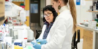 Faculty in lab